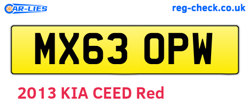 MX63OPW are the vehicle registration plates.