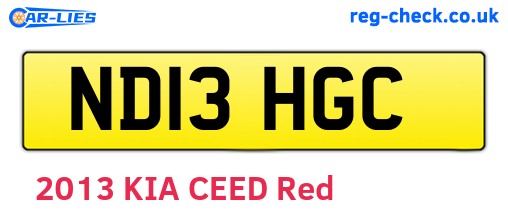 ND13HGC are the vehicle registration plates.