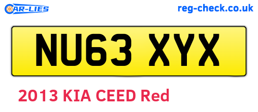 NU63XYX are the vehicle registration plates.