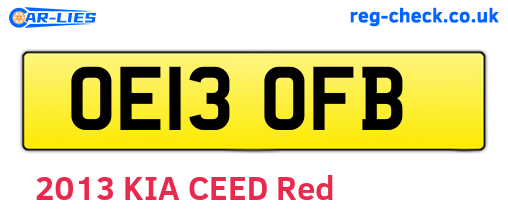 OE13OFB are the vehicle registration plates.