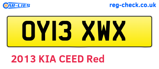 OY13XWX are the vehicle registration plates.