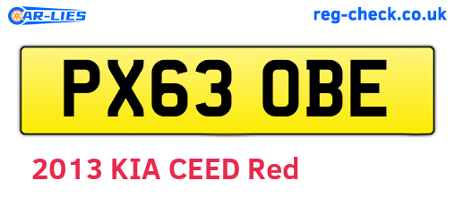 PX63OBE are the vehicle registration plates.