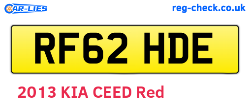 RF62HDE are the vehicle registration plates.