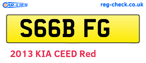 S66BFG are the vehicle registration plates.