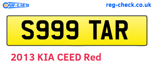 S999TAR are the vehicle registration plates.