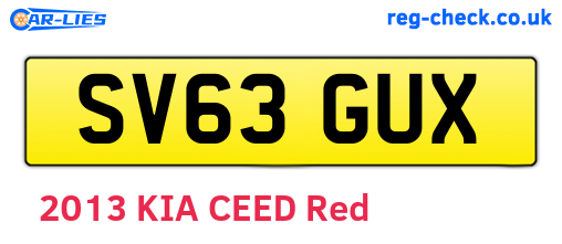 SV63GUX are the vehicle registration plates.