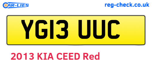 YG13UUC are the vehicle registration plates.