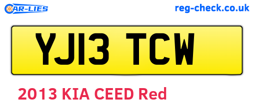 YJ13TCW are the vehicle registration plates.
