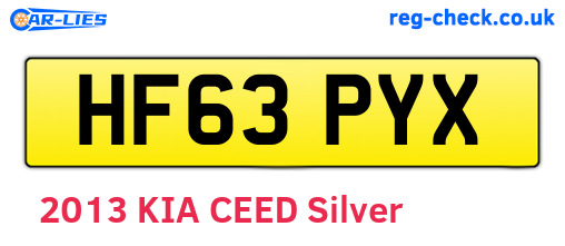 HF63PYX are the vehicle registration plates.