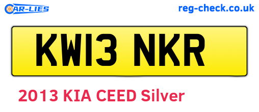 KW13NKR are the vehicle registration plates.