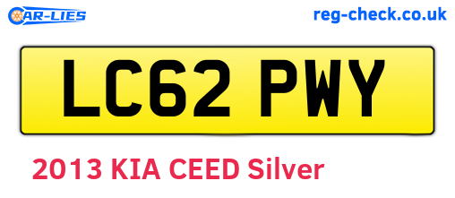 LC62PWY are the vehicle registration plates.