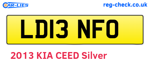 LD13NFO are the vehicle registration plates.
