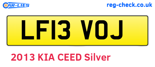 LF13VOJ are the vehicle registration plates.