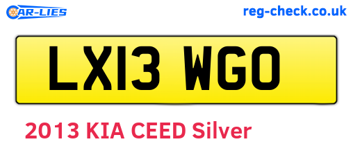 LX13WGO are the vehicle registration plates.