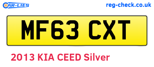 MF63CXT are the vehicle registration plates.