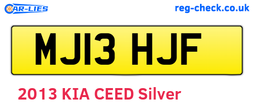 MJ13HJF are the vehicle registration plates.