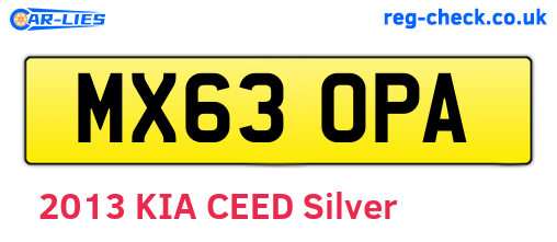 MX63OPA are the vehicle registration plates.