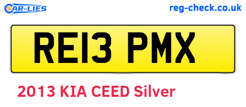 RE13PMX are the vehicle registration plates.