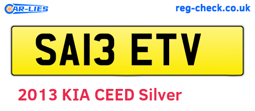 SA13ETV are the vehicle registration plates.