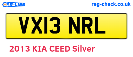 VX13NRL are the vehicle registration plates.