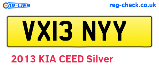 VX13NYY are the vehicle registration plates.