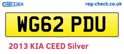 WG62PDU are the vehicle registration plates.