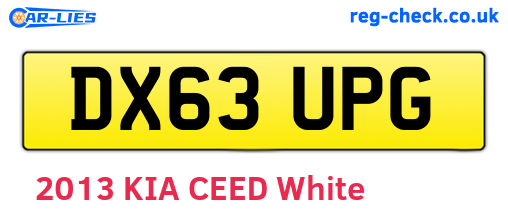 DX63UPG are the vehicle registration plates.