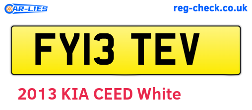 FY13TEV are the vehicle registration plates.