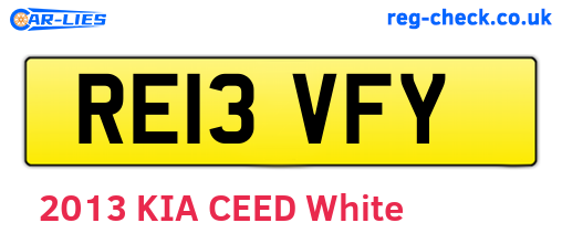 RE13VFY are the vehicle registration plates.