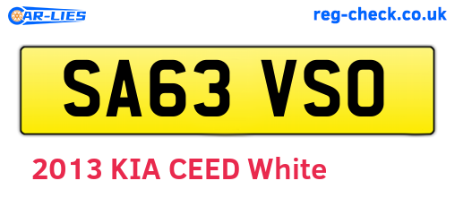 SA63VSO are the vehicle registration plates.