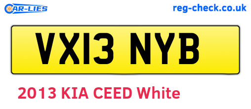 VX13NYB are the vehicle registration plates.