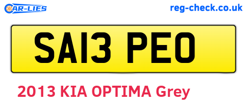 SA13PEO are the vehicle registration plates.