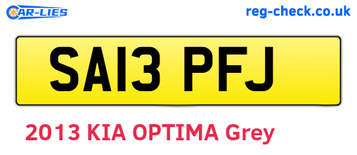 SA13PFJ are the vehicle registration plates.