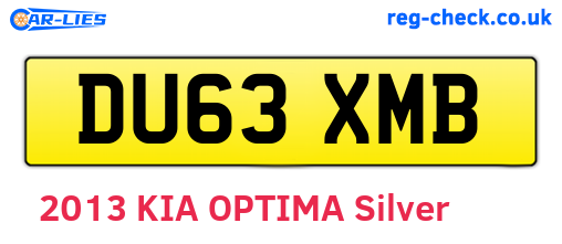 DU63XMB are the vehicle registration plates.