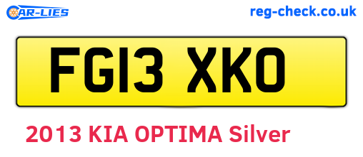 FG13XKO are the vehicle registration plates.