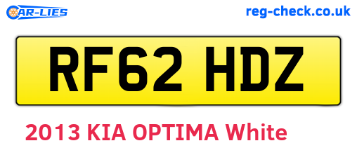 RF62HDZ are the vehicle registration plates.