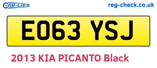 EO63YSJ are the vehicle registration plates.