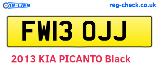 FW13OJJ are the vehicle registration plates.