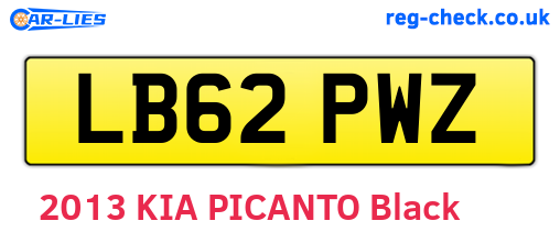 LB62PWZ are the vehicle registration plates.