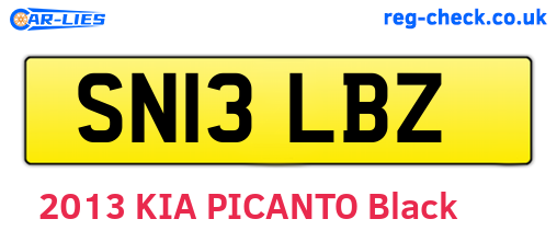 SN13LBZ are the vehicle registration plates.
