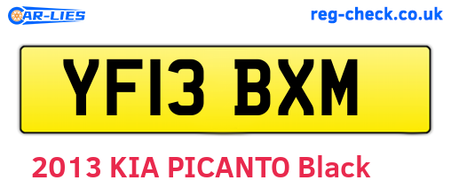 YF13BXM are the vehicle registration plates.