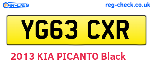 YG63CXR are the vehicle registration plates.