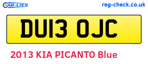 DU13OJC are the vehicle registration plates.