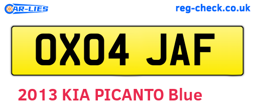 OX04JAF are the vehicle registration plates.