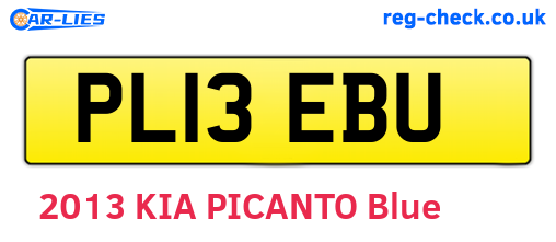 PL13EBU are the vehicle registration plates.