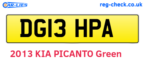 DG13HPA are the vehicle registration plates.
