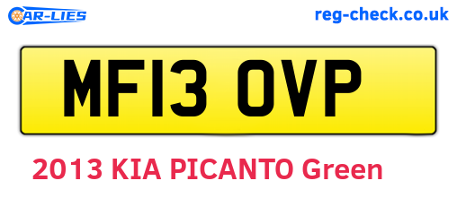 MF13OVP are the vehicle registration plates.