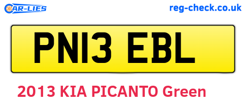 PN13EBL are the vehicle registration plates.