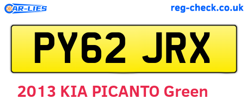 PY62JRX are the vehicle registration plates.