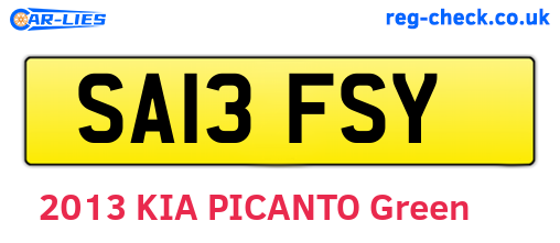 SA13FSY are the vehicle registration plates.